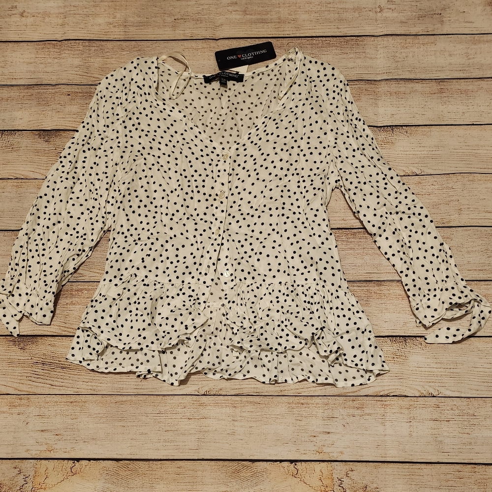 NWT One Clothing Polka Dot Blouse